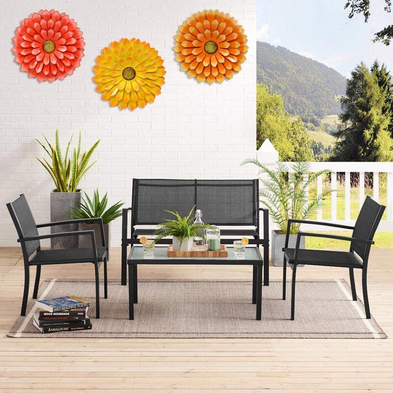 Goodeco Metal Wall Art Flowers - Sunflower Gifts for Women- Large Iron Floral Wall Decor for Balcony/Patio/Porch/Office/Bedroom/Living Room,Best Wall Decor Gift idea 13" (3pack) - Image 2